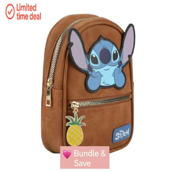 Stitch Applique Sling Bag 7.4" Adjustable Strap Faux Suede PU - Picture 5 of 8